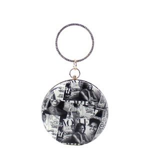 Michelle Obama  Black and White Clutch Bag